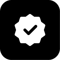 A black and white icon of a check mark.